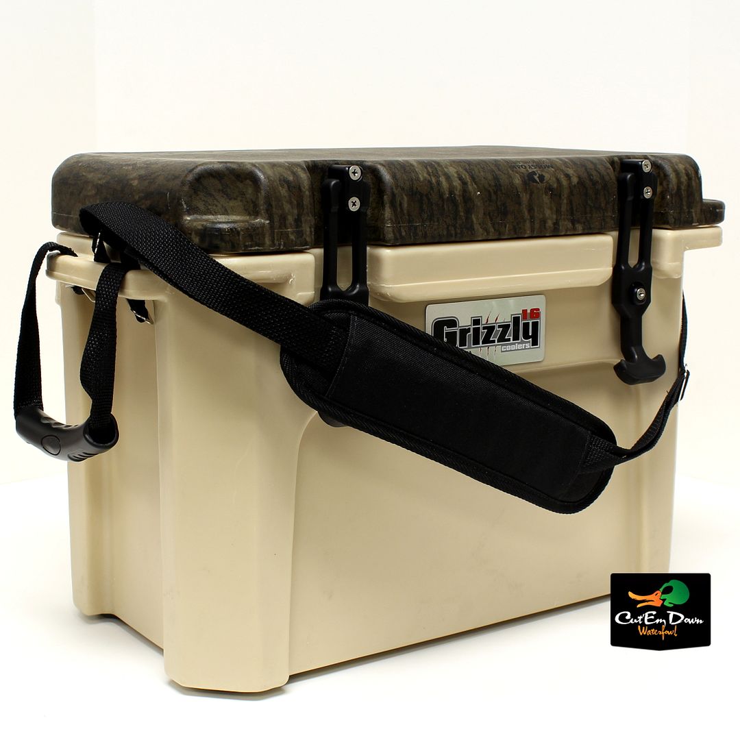 GRIZZLY 16 QUART HUNTING FISHING COOLER ICE CHEST TAN MOSSY OAK