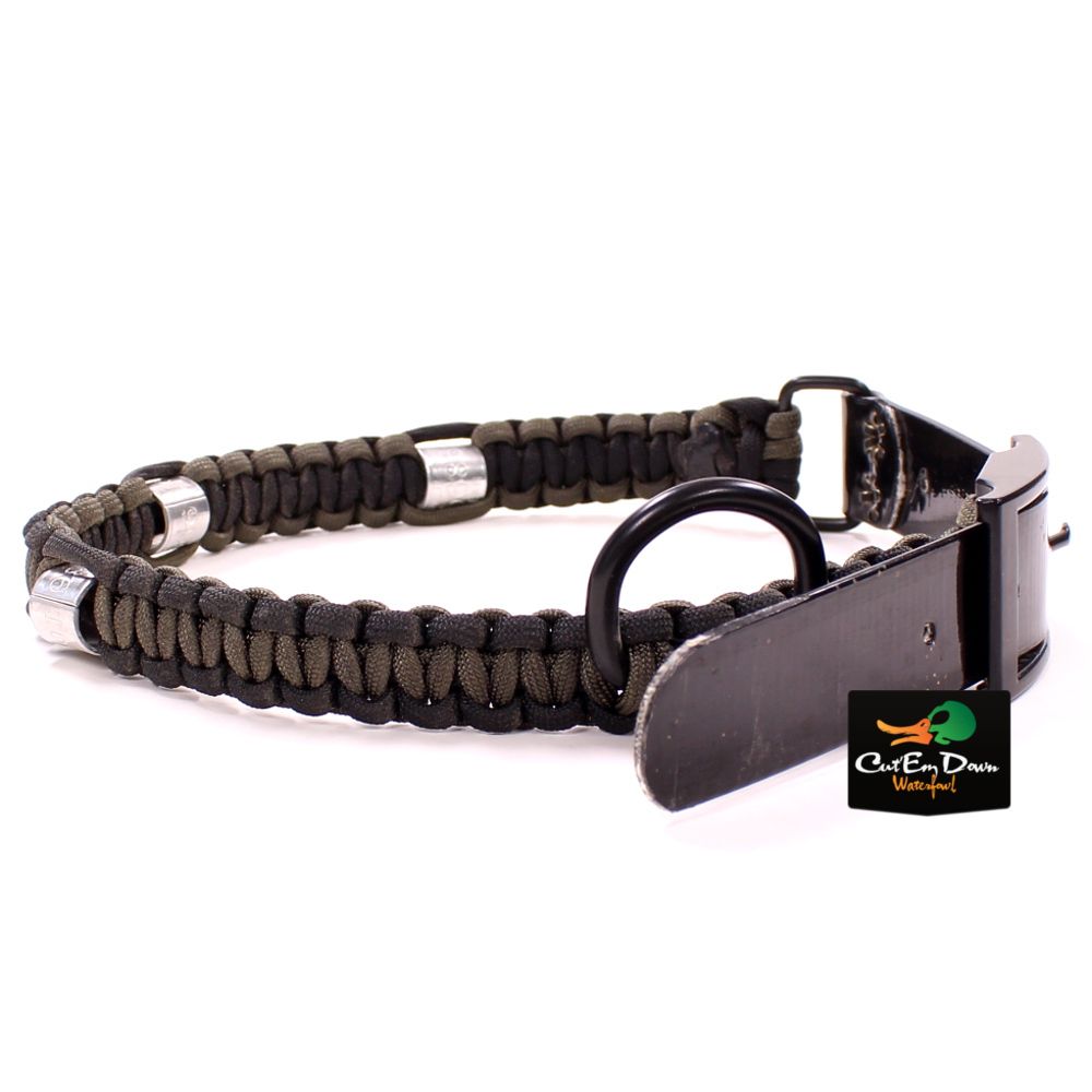NEW HEAVY HAULER PARACORD BRAIDED DUCK BAND DOG COLLAR BLACK AND OLIVE SMALL eBay