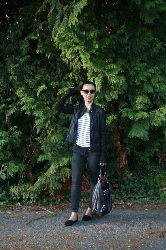 lost you outfit fall fashion, rick owens leather jacket, balenciaga hobo, vince nina d'orsay flats