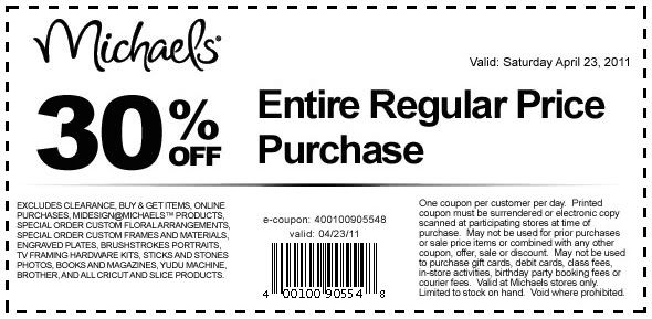 Print your Michaels coupons here, April 22nd-23rd, 2011