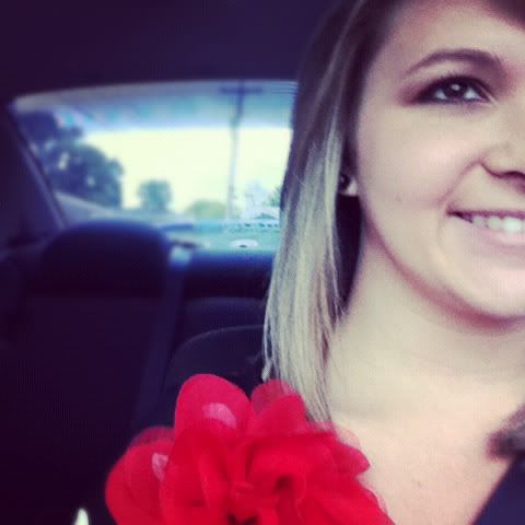 red flower brooch
