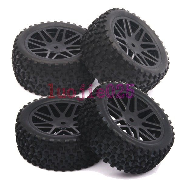 RC 1 10 Off Road Buggy Car Front Rear Tyre Tires Wheel Rim Black 66015