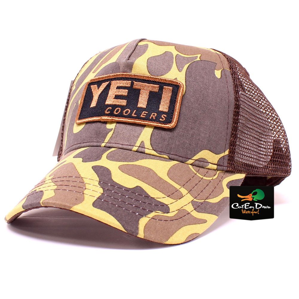AUTHENTIC YETI COOLERS CLASSIC TRUCKER MESH HAT WITH VINTAGE CAMO AND ...