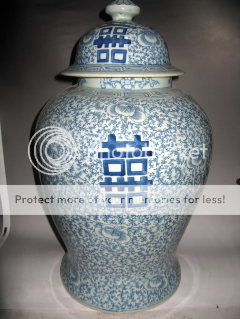 Chinese antique blue and white porcelain double happiness vase free 