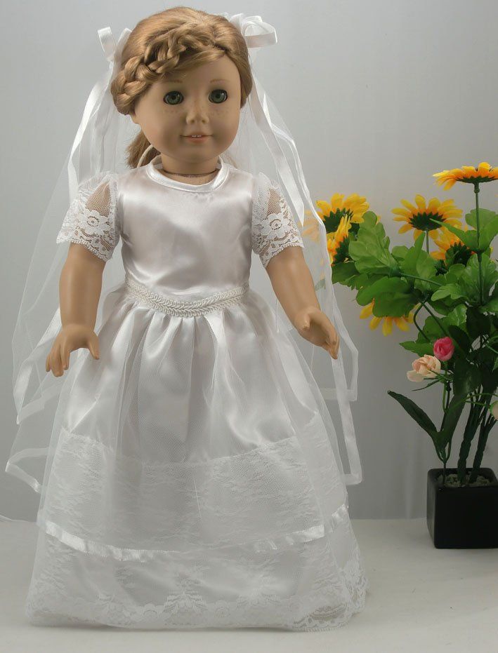 AMERICAN GIRL DOLL CLOTHES WEDDING DRESS & VEIL to fit 18