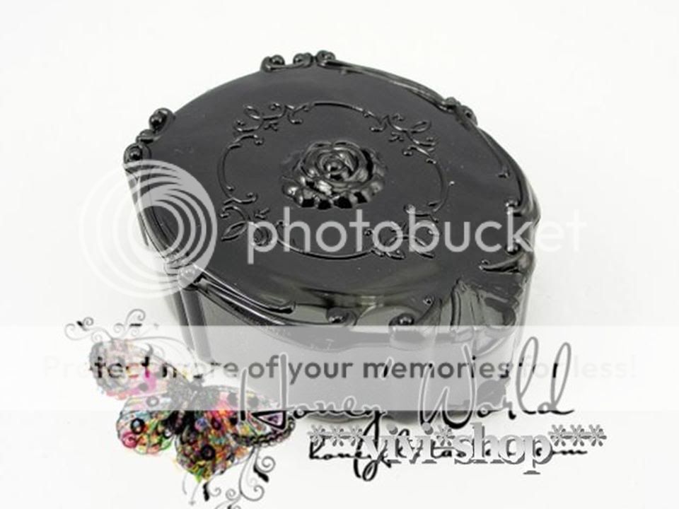 Vintage Rose Pattern Contact Lens Case Mirror Box Set BLACK*S04  